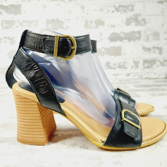 NEW Born Women’s Tahlia Ankle Strap Leather Buckle Black Sandals H649 - Picture 6 of 14